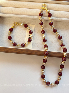 2026新年开运朱砂珍珠项链女