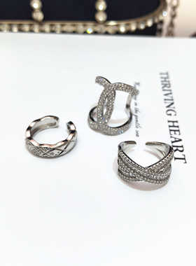 网红款高级感锆石满钻戒指