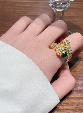 富贵高级感中古风珠宝戒指女