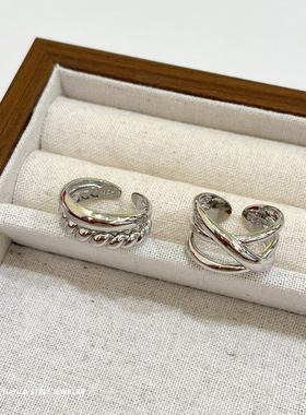 设计感缠绕镀银戒指女