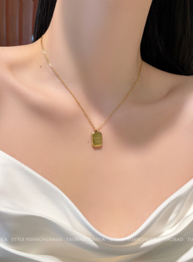 钛钢不掉色GoodLuck方牌项链