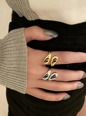 小众不规则素银戒指女