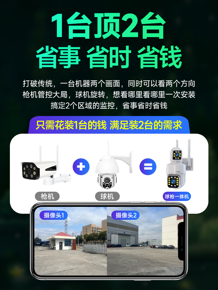 摄像头监控家用手机远程无线wifi可连室外高清夜视智能商用摄影头