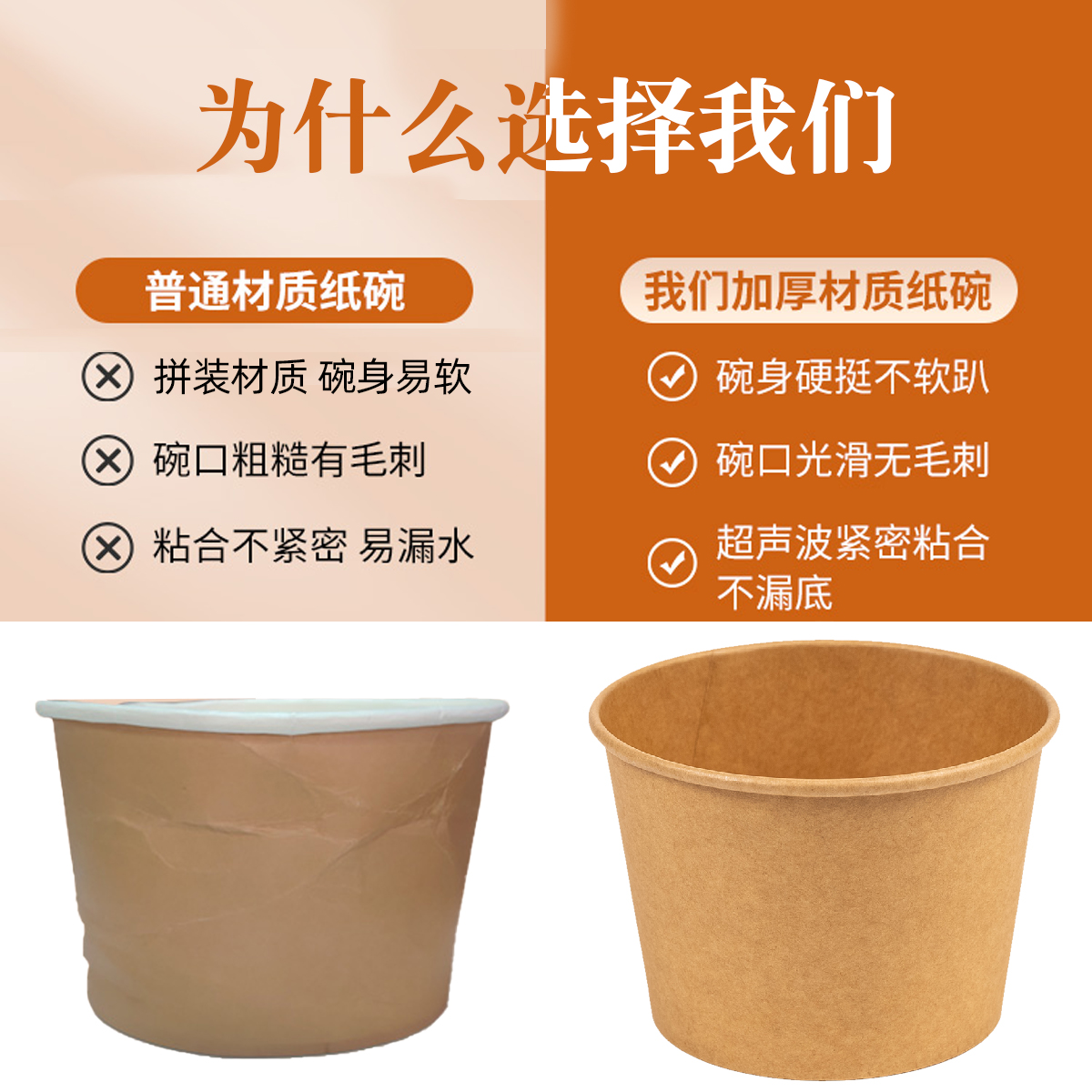 纸碗一次性碗筷食品级家用带盖打包盒加厚整箱批发餐盒饭盒泡面碗 - 图0