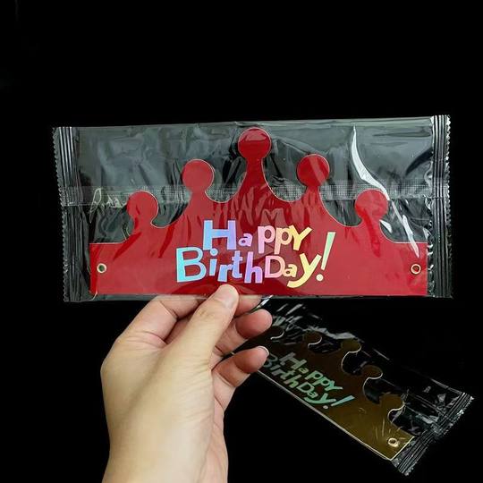 Foldable birthday hats individually packaged and adjustable in size