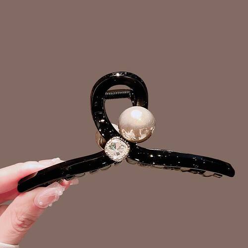 2024夏季新款大号闪钻珍珠抓夹女高级感时尚百搭发夹后脑勺鲨鱼夹 - 图2