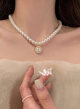 女复古法式仿珍珠项链