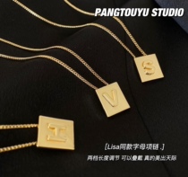 Lisa Same Paragraph Celi Not Fading Party Card Necklace 26 Letters Surname Lovers Money Chain of Single Notes Letters