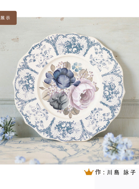 盘子原木托盘置物架日式圆盘托盘手绘摆件木器蝶古巴特桌面手工