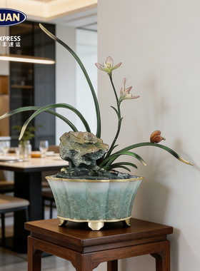 四君子兰花铜摆件高档工艺品客厅办公室装饰摆件乔迁礼物新居礼品
