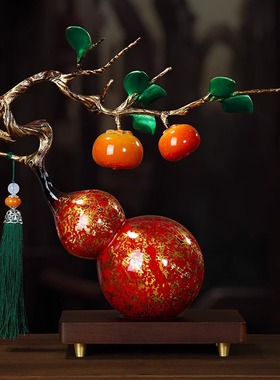 非遗大漆工艺纯铜葫芦招财摆件