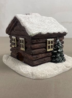 跨境新款圣诞节装饰道具圣诞烟囱雪屋香炉家居办公摆件树脂工艺品