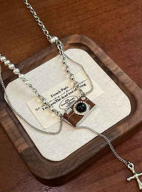 复古相机吊坠项链女甜酷辣妹风珍珠颈链夏天叠戴锁骨链卫衣链配饰