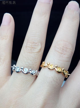 纯银镀白金黄金多珠S925皇冠活口