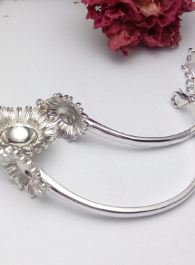 镀白金花朵造型两颗10-12手镯