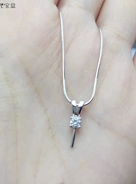 s925镀白金大粒单孔随形空托吊坠