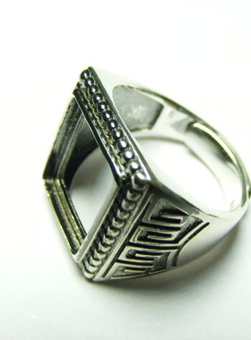 镀白金复古风云纹活口戒指托