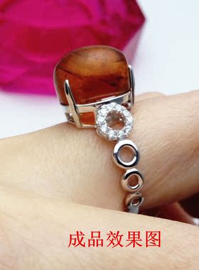 银纯银水钻活口戒指托