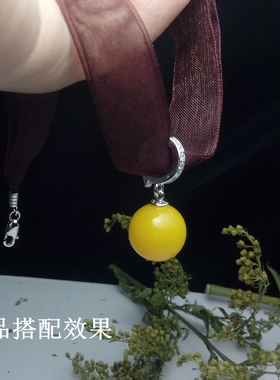 纯银镀黄金镶水钻半孔圆珠吊坠扣