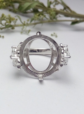 镀白金镶大花枝女款活口戒指托