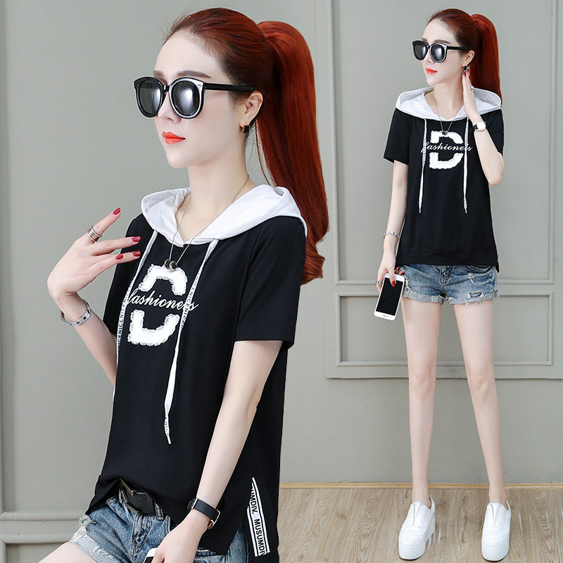 带帽短袖2020年夏季新款韩版宽松 婉奢T恤