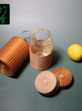 四川带盖随手杯茶杯特色瓷胎竹编
