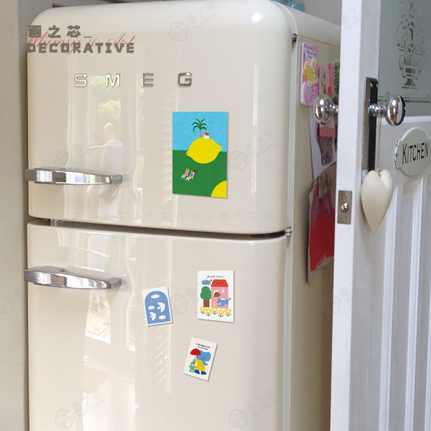 多巴胺治愈系插画奶油风可爱创意冰箱贴装饰高级感软磁片磁吸贴片,淘宝优惠券,粉丝福利购,淘宝优惠卷