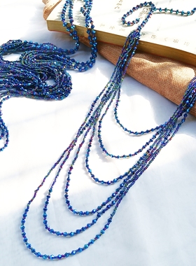 人鱼姬蓝多层渐变蓝色项链女轻奢