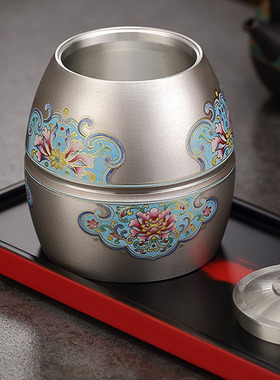 廖达锡器纯锡茶叶罐密封茶仓防潮