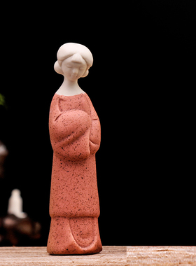 创意陶瓷工艺品人物仕女新中式简约酒柜客厅玄关桌面装饰手工摆件