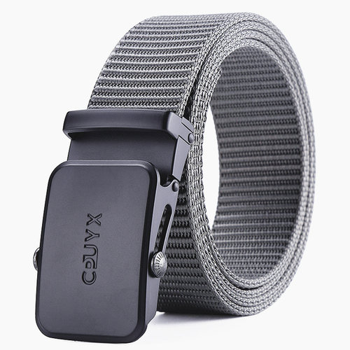 男士加厚帆布腰带滚轴平滑扣皮带休闲百搭自动扣编织裤带简约工装 - 图3