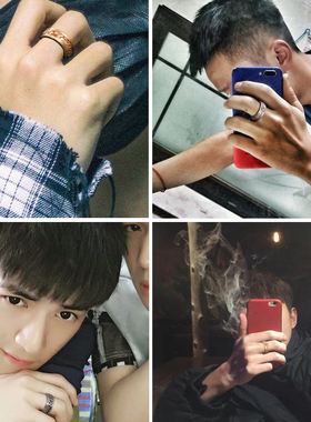 韩版链条男士嘻哈风钛钢学生尾戒