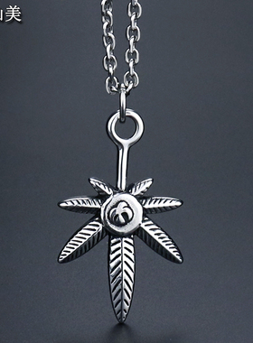 韩版简约枫叶项链男士潮男挂坠