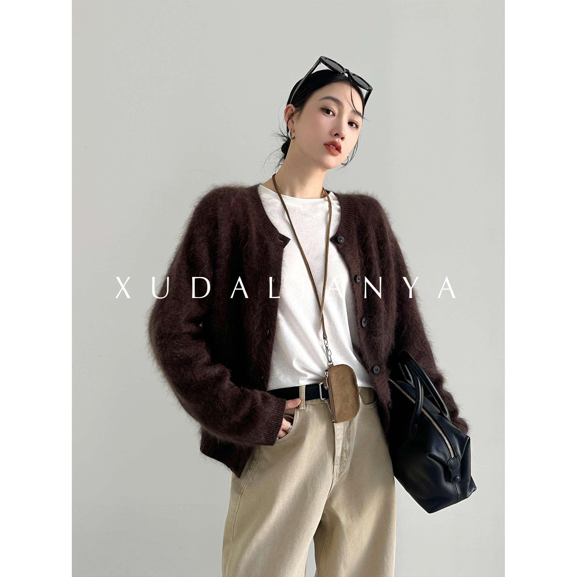 徐大脸吖定制 100澳洲羊毛氛围感拉毛韩系秋季针织开衫毛衣外套女,淘宝优惠券,粉丝福利购,淘宝优惠卷