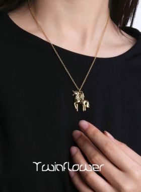 独角兽耳钉轻奢小众设计感锁骨链