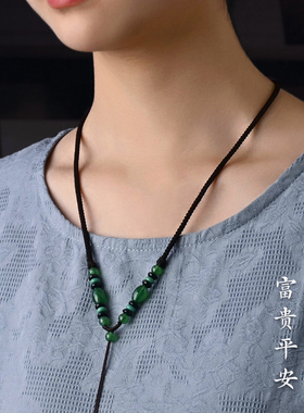 吊坠恋妍翡翠黄金男女挂件绳