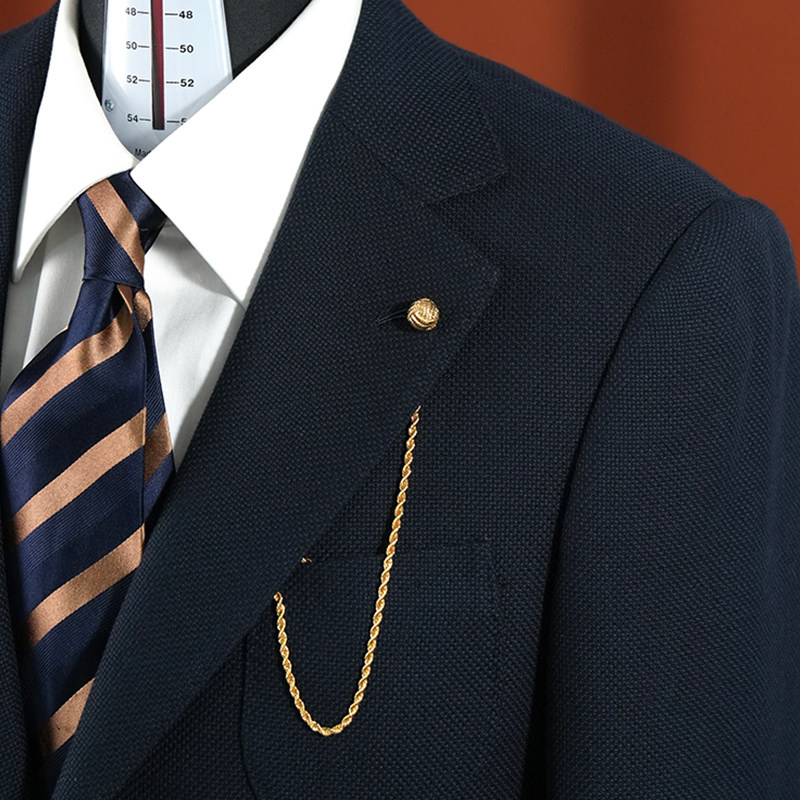 【MOON】英国面料藏蓝色针织羊毛驳头链商务休闲西装外套男,淘宝优惠券,粉丝福利购,淘宝优惠卷