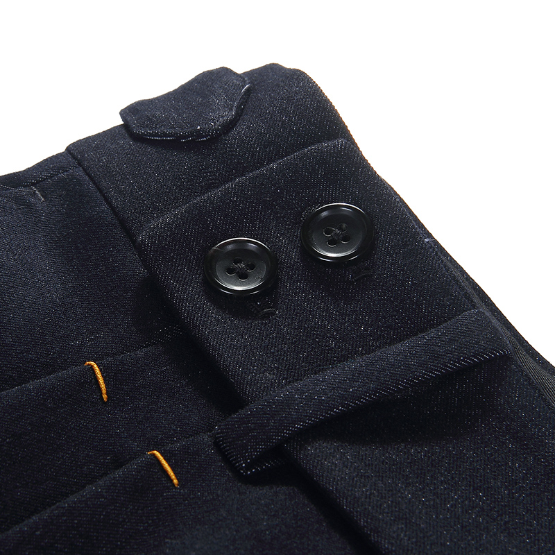 GIEVES CHARLES限量版高腰牛仔双褶西裤男士休闲修身直筒西服裤子 - 图1