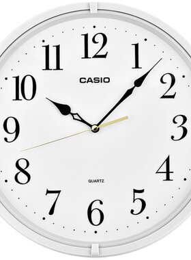 卡西欧casio正品挂钟客厅时尚简约静音卧室挂墙壁钟表白色12寸