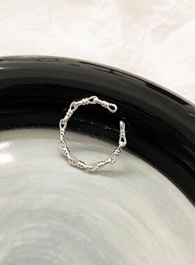 珍珠戒指小众设计高级感时尚个性素圈叠戴食指指环开口可调节