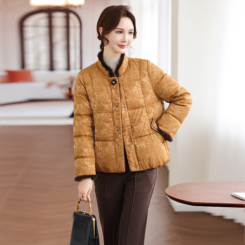 新中式妈妈冬季羽绒服女短款2025冬新款中老年洋气白鸭绒保暖外套,淘宝优惠券,粉丝福利购,淘宝优惠卷