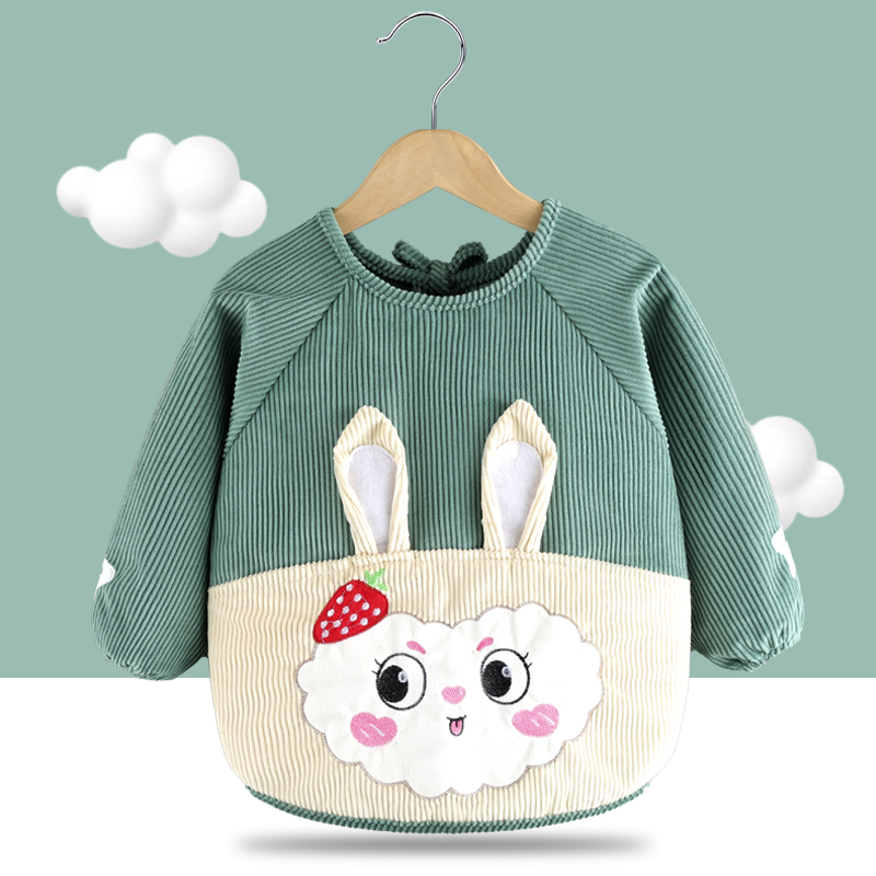 Baby smock, infant eating protective bib, spring, autumn and winter long-sleeved reverse dressing, waterproof and anti-dirty children's apron
