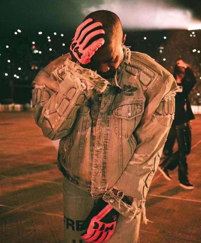 MRLEE's own style multi-pocket three-party co-branded customized armor-filled denim jacket, same style as kanye