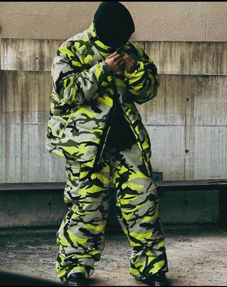 Vetements Neon Camo Logo Puffer Jacket