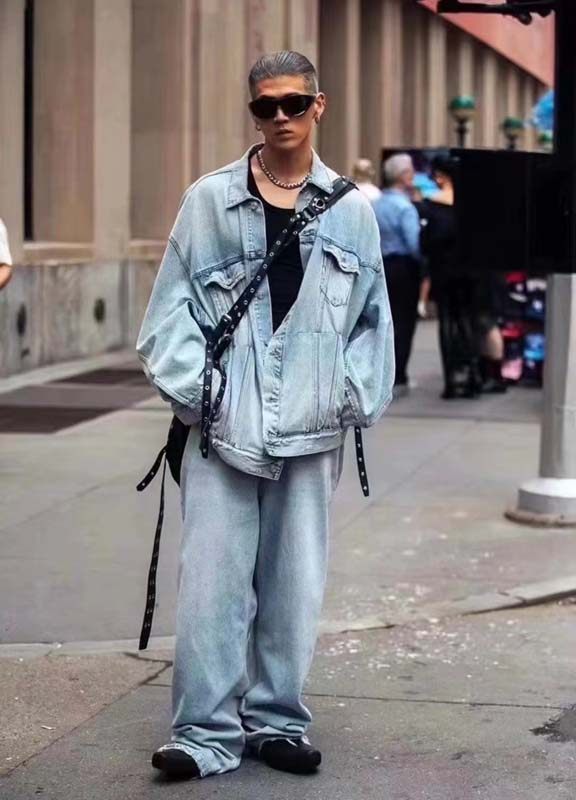 MRLEE independent style 22AW Twisted Sleeve large profile blue tailoring denim jacket