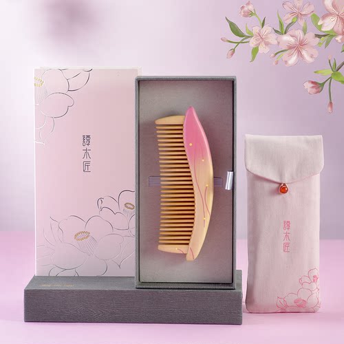 谭木匠正品礼盒山茶花系列  女士长发专用按摩护发蓬松创意礼物梳 - 图3