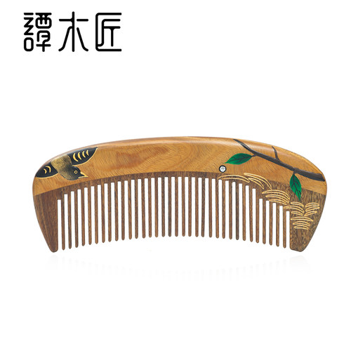 谭木匠正品礼盒那颗露珠玉檀木梳子 梳镜套装女士按摩护发蓬松 - 图0