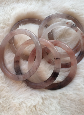 天然桃花酿真玉粉色手镯