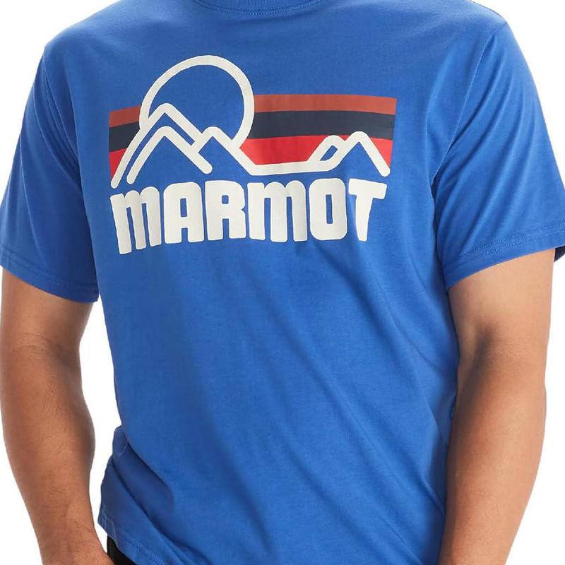 土拨鼠MARMOT 海外代购舒适透气男士专柜运动T恤蓝色短袖夏季新款 - 图3