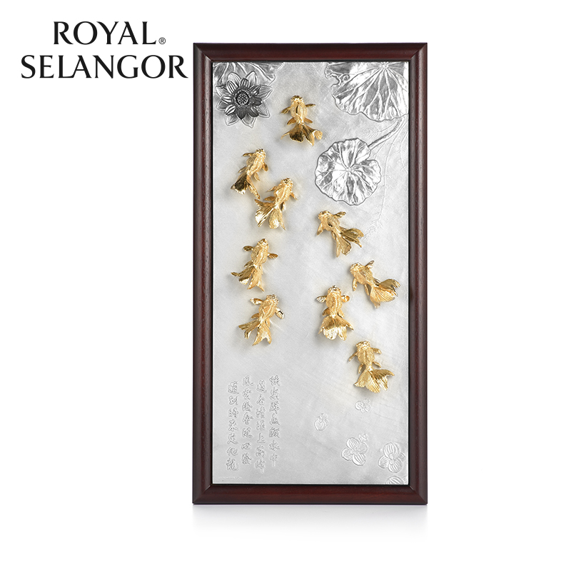 皇家雪兰莪ROYAL SELANGOR金鱼戏莲匾牌匾马来西亚手工锡制品挂件 - 图0